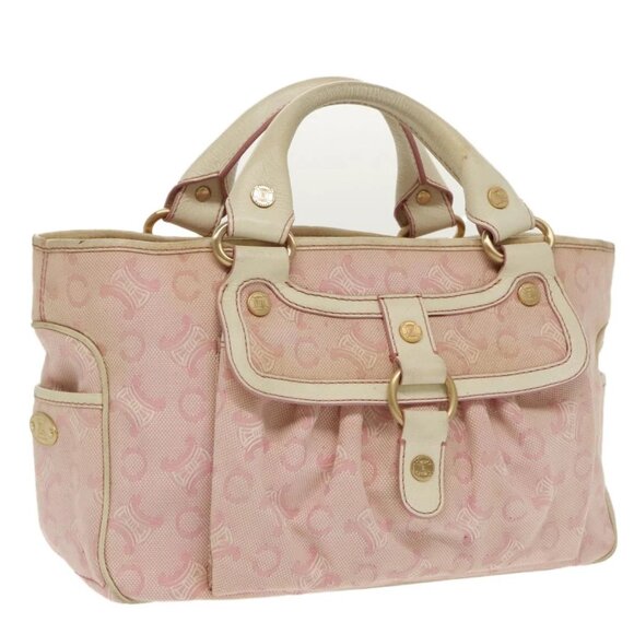 CELINE C Macadam Canvas Hand Bag Pink Gold - Picture 1 of 15